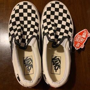 Black and White Check Vans Slip On